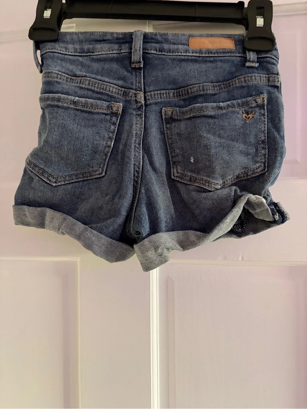 Justice Distressed Rolled Hem Denim Shorts - Blue